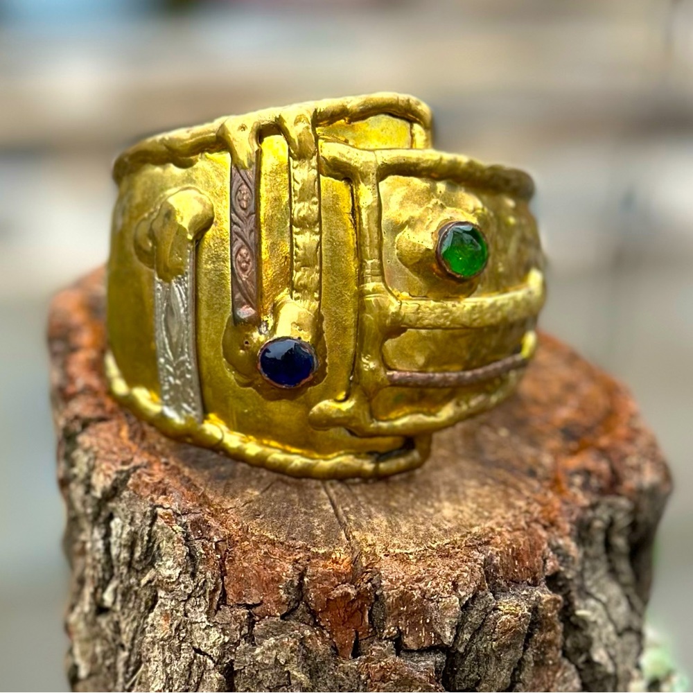 Gold Decorative Cuff with Stones